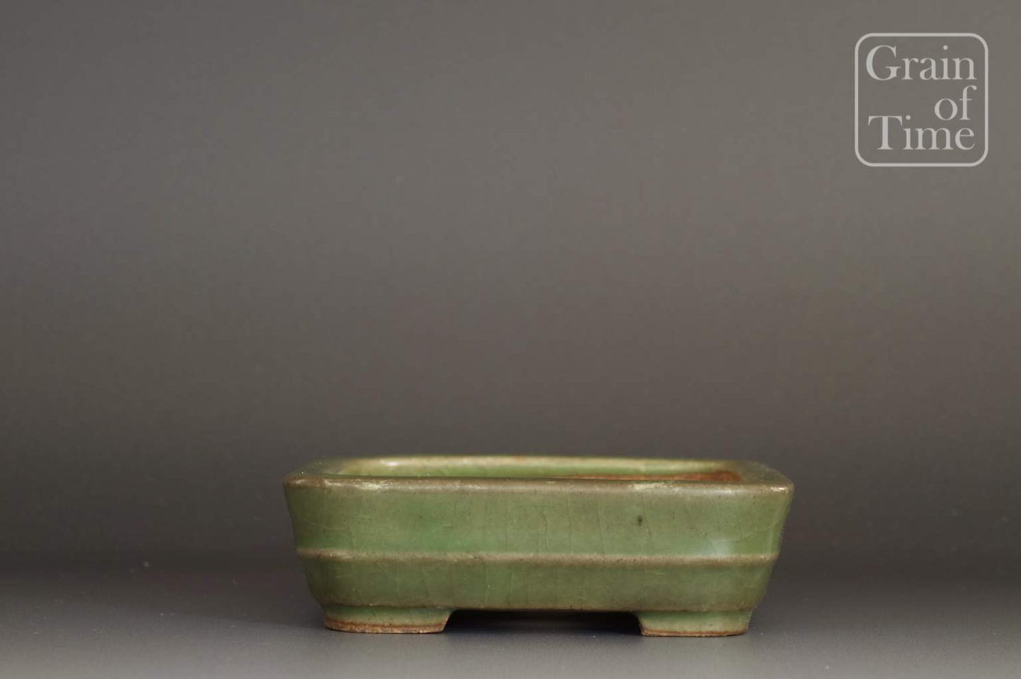 Hattori (Tokoname) - Celadon / Olive Green Crackle Rectangle - 5⅛ in (13cm)