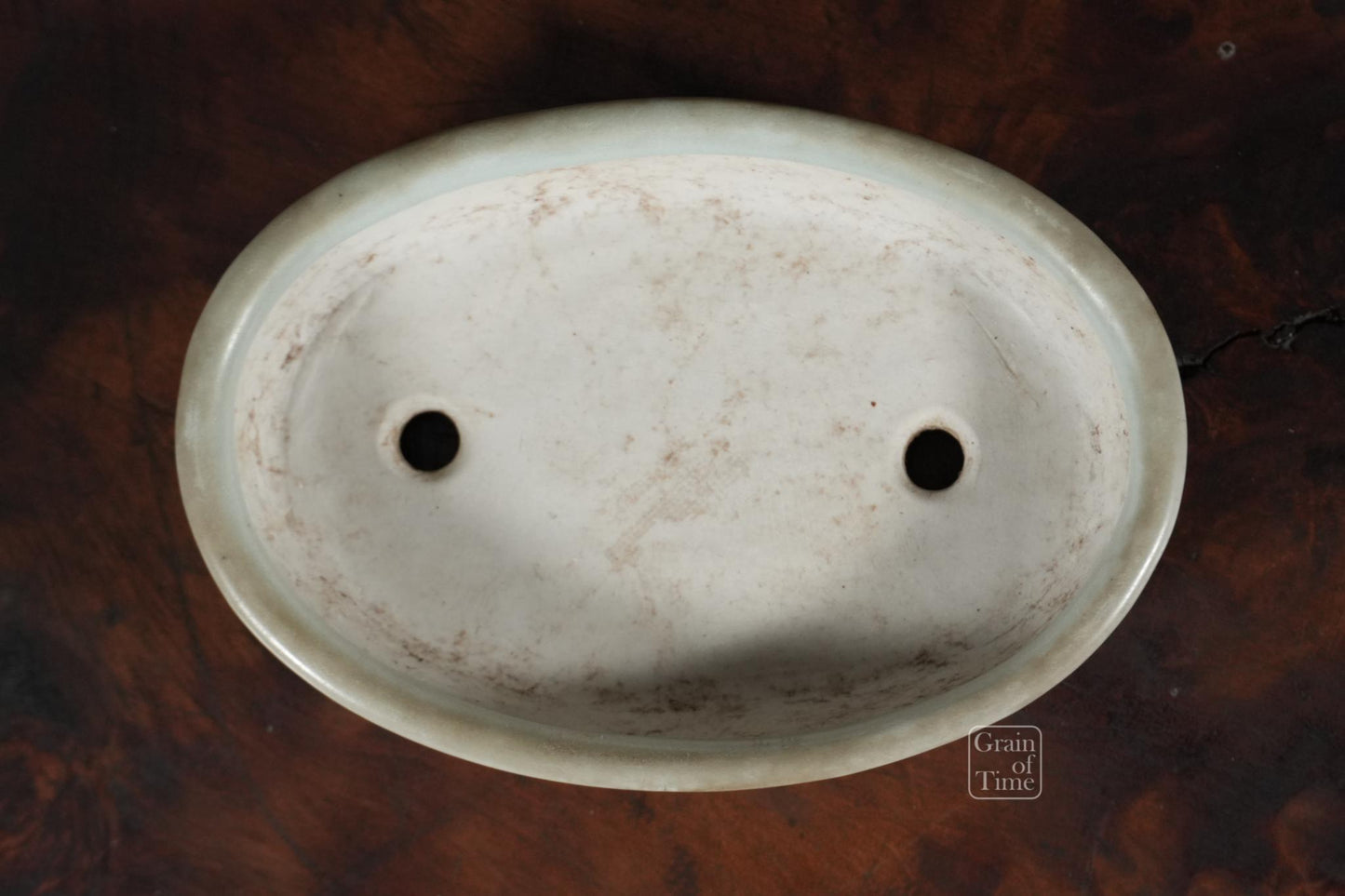 24977: Imaoka Machinao - Celadon Oval w/ Patina - 4⅝ in (12cm)