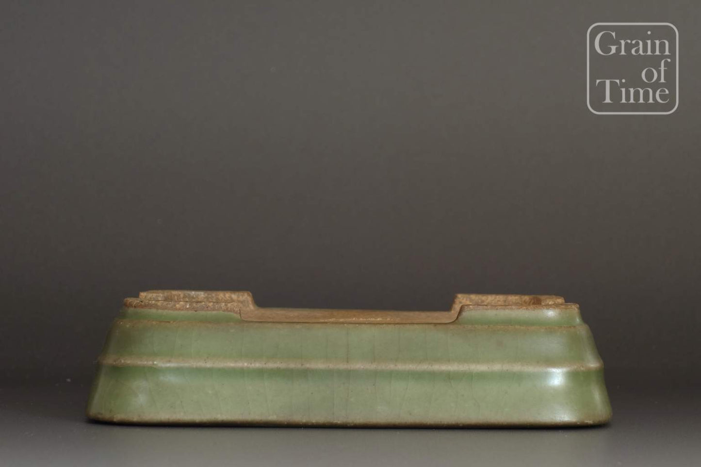 Hattori (Tokoname) - Celadon / Olive Green Crackle Rectangle - 5⅛ in (13cm)