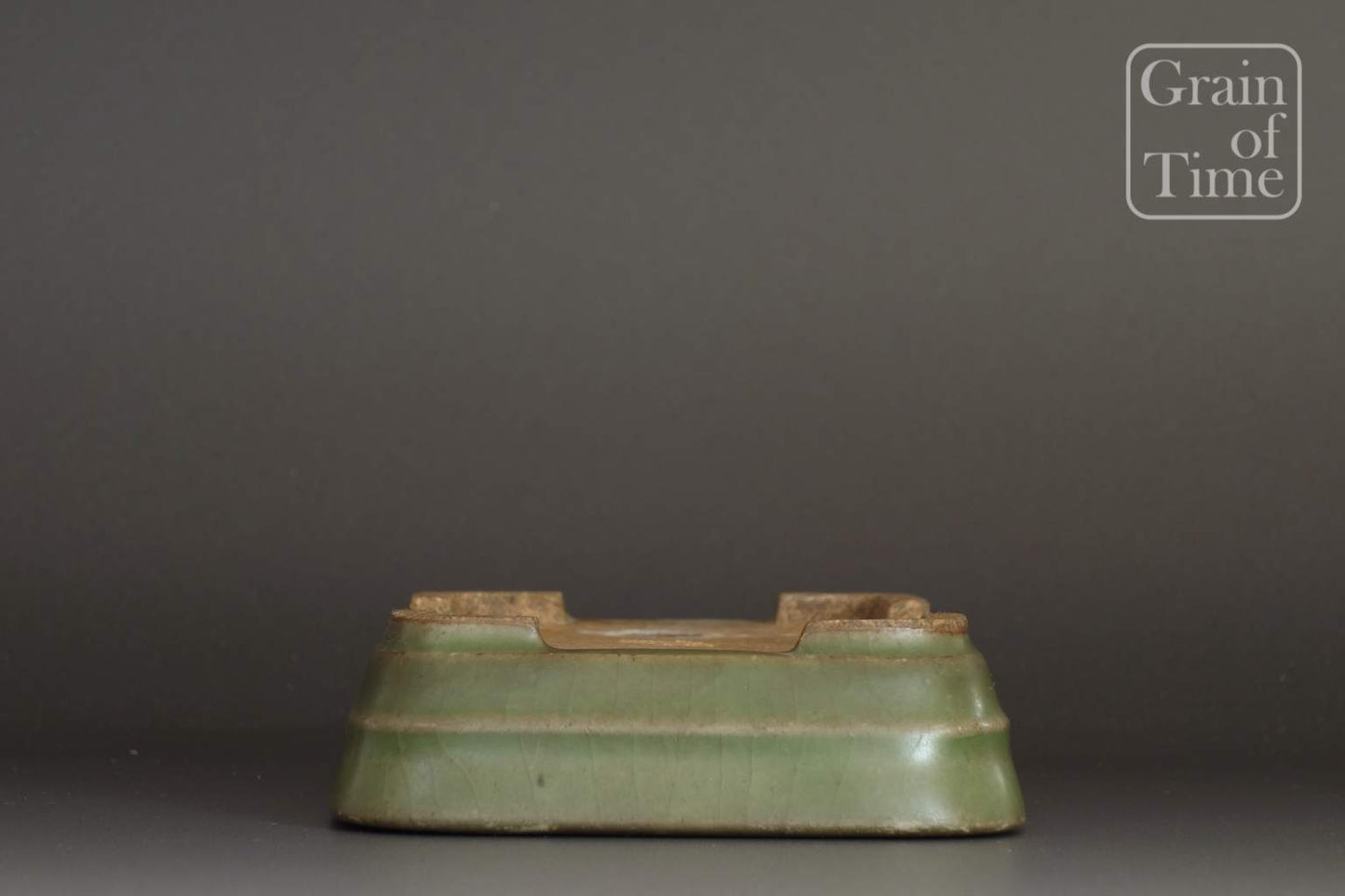 Hattori (Tokoname) - Celadon / Olive Green Crackle Rectangle - 5⅛ in (13cm)