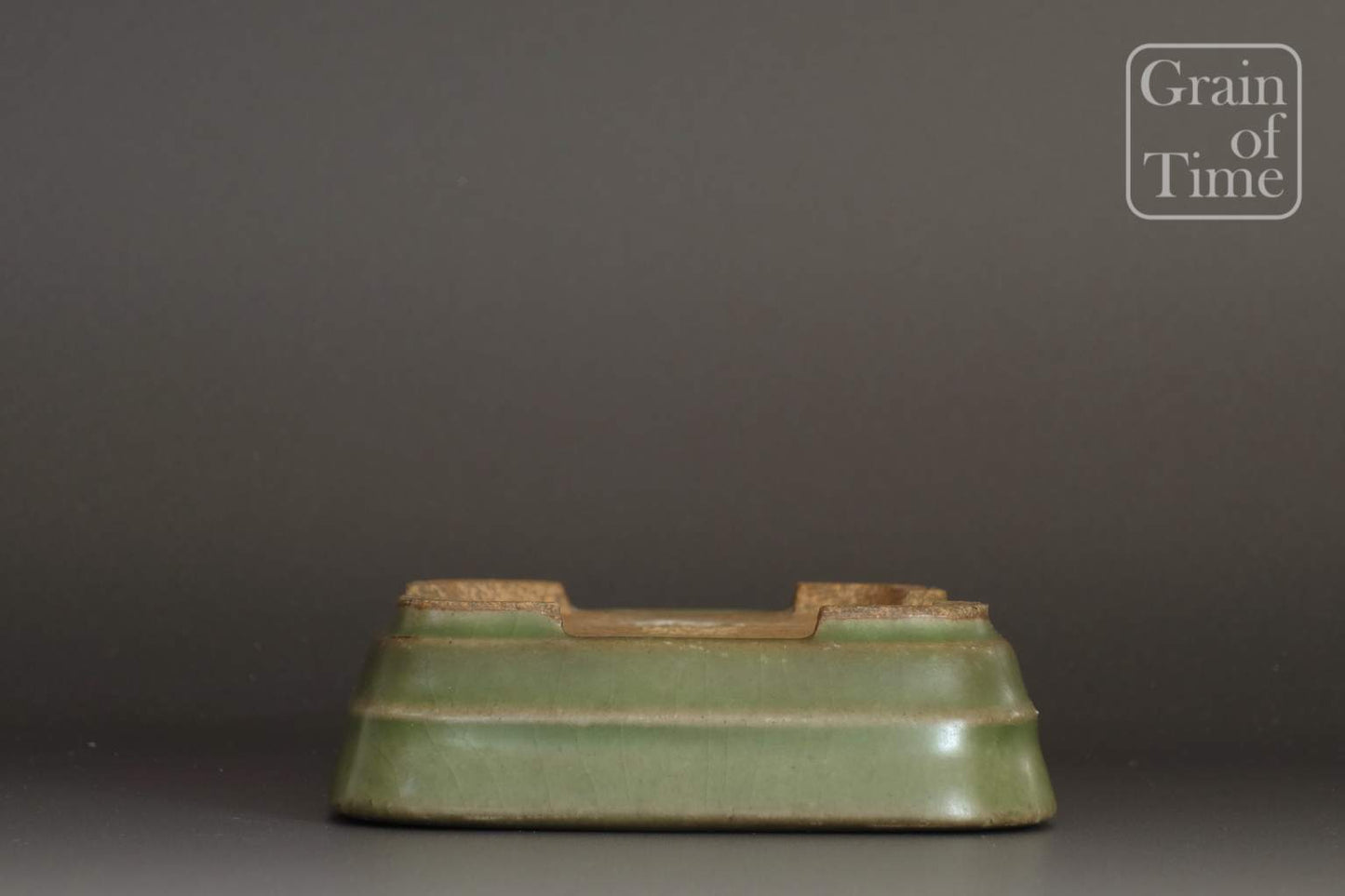 Hattori (Tokoname) - Celadon / Olive Green Crackle Rectangle - 5⅛ in (13cm)