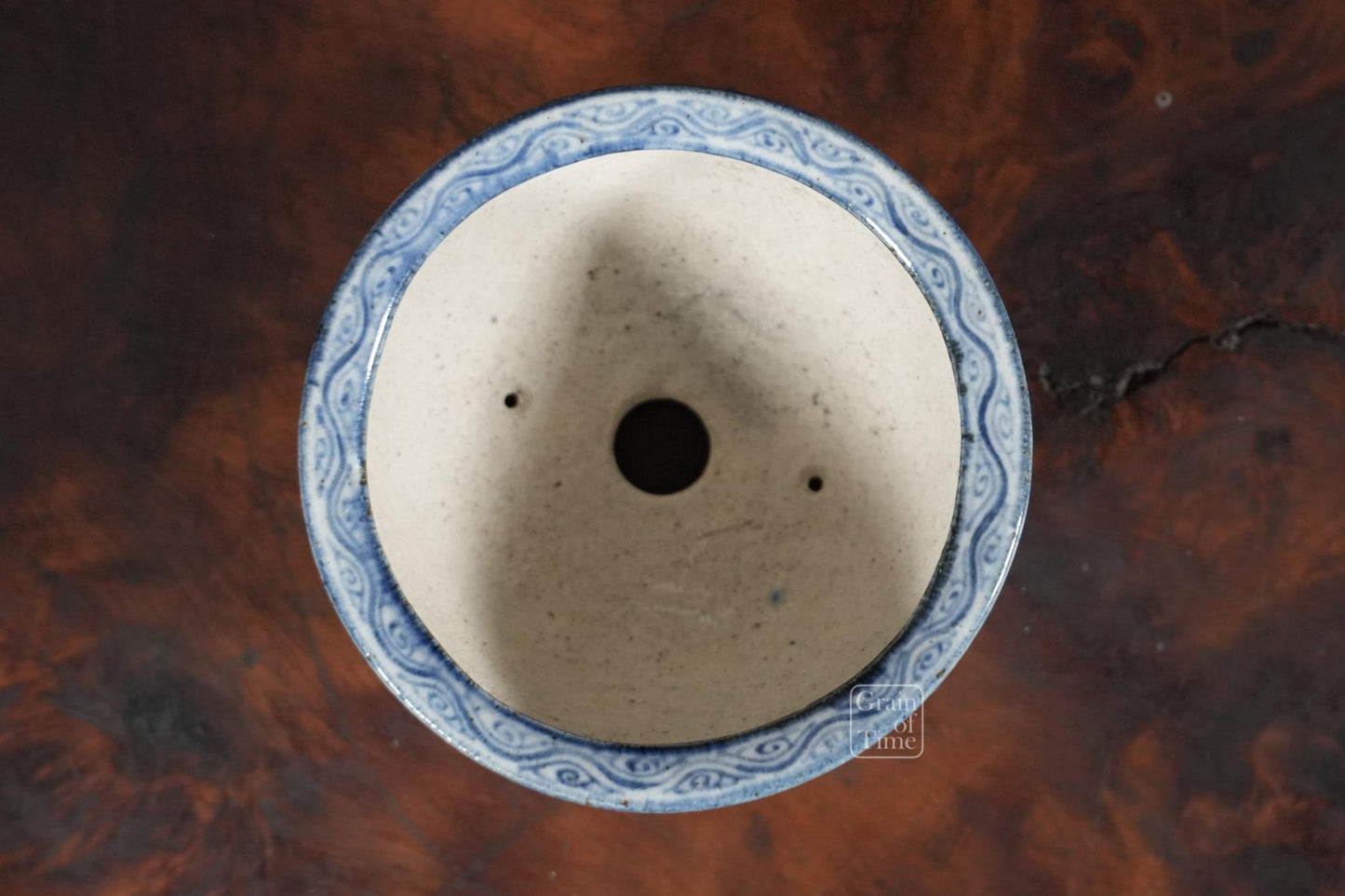 25002: Kutani Nishiki - Sometsuke Round Pot - 94mm