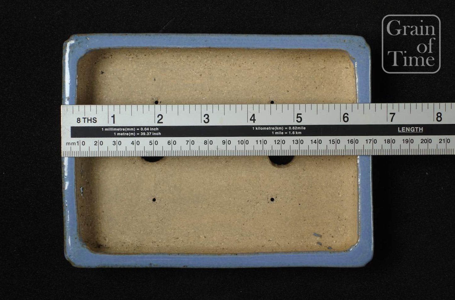 Bonsai Pot by Aiba Koyo - 6¾in (17cm) Rectangle in Blue Glaze