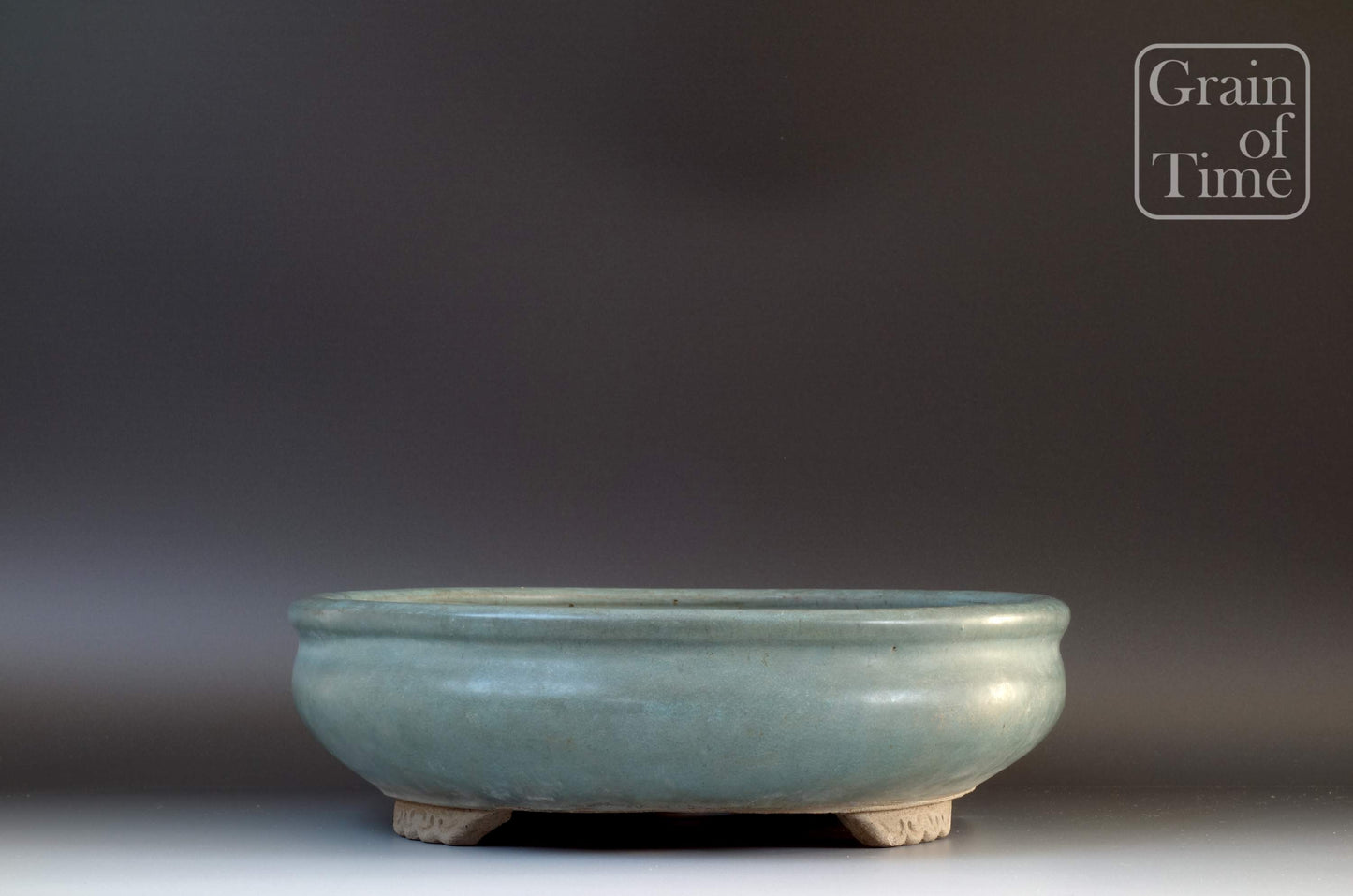 Japanese Bonsai Pot - 18⅝ in (47cm) - Pale Blue w/ Patina