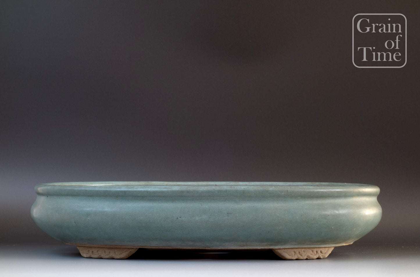 Japanese Bonsai Pot - 18⅝ in (47cm) - Pale Blue w/ Patina