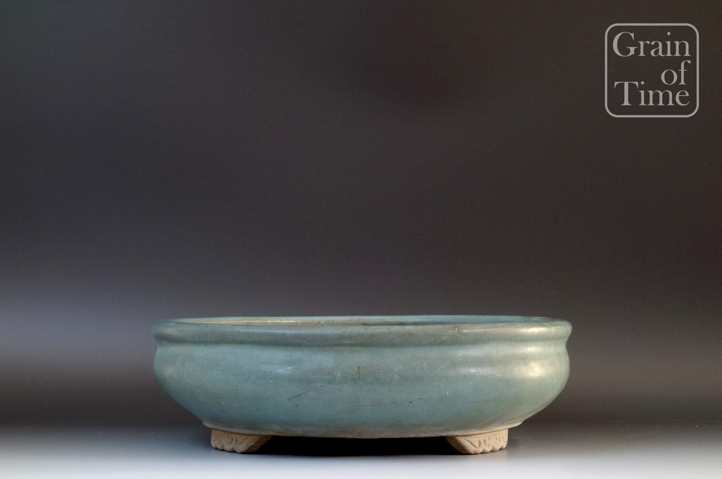 Japanese Bonsai Pot - 18⅝ in (47cm) - Pale Blue w/ Patina