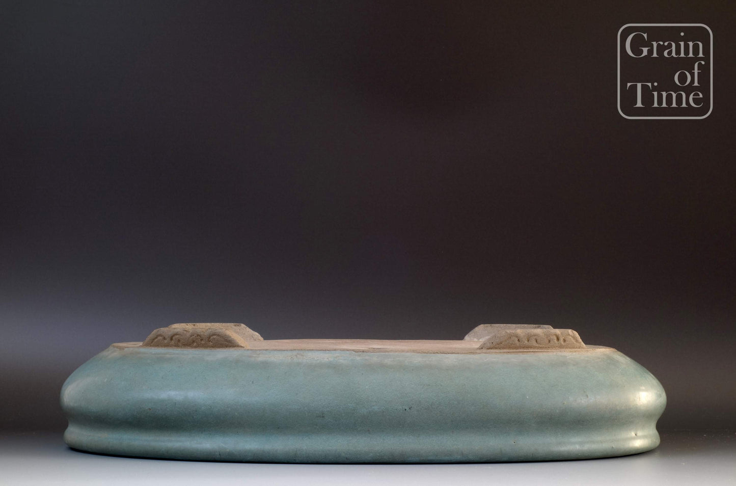 Japanese Bonsai Pot - 18⅝ in (47cm) - Pale Blue w/ Patina