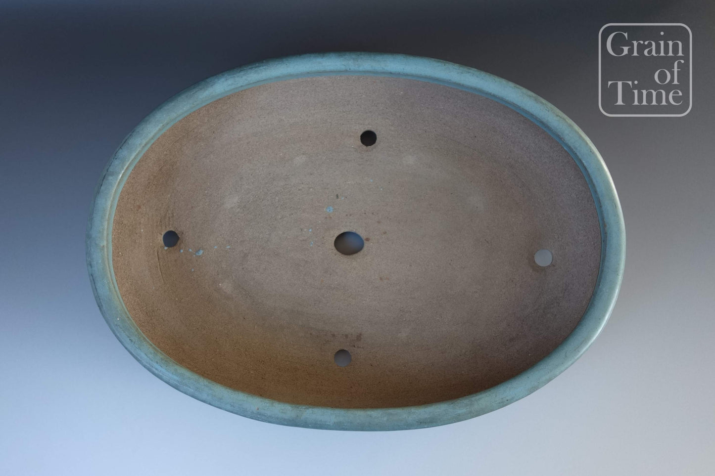 Japanese Bonsai Pot - 18⅝ in (47cm) - Pale Blue w/ Patina