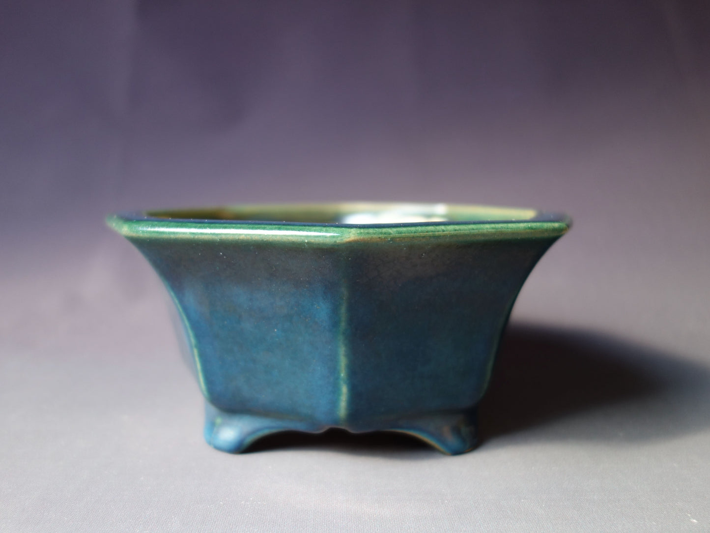 Japanese Bonsai Pot by Shozan 6½in (17cm) Semi Cascade Octagon, Blue