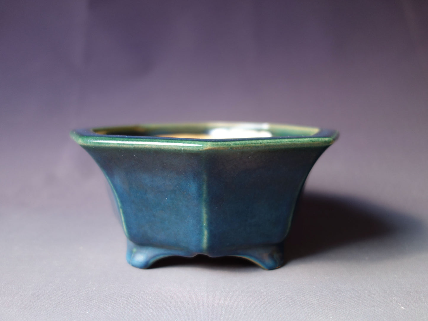 Japanese Bonsai Pot by Shozan 6½in (17cm) Semi Cascade Octagon, Blue