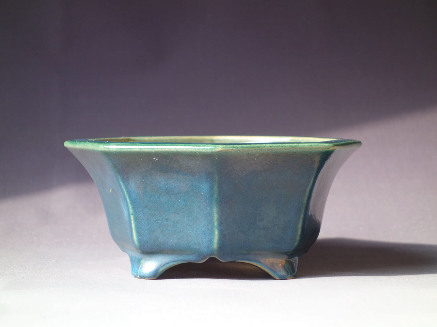 Japanese Bonsai Pot by Shozan 6½in (17cm) Semi Cascade Octagon, Blue