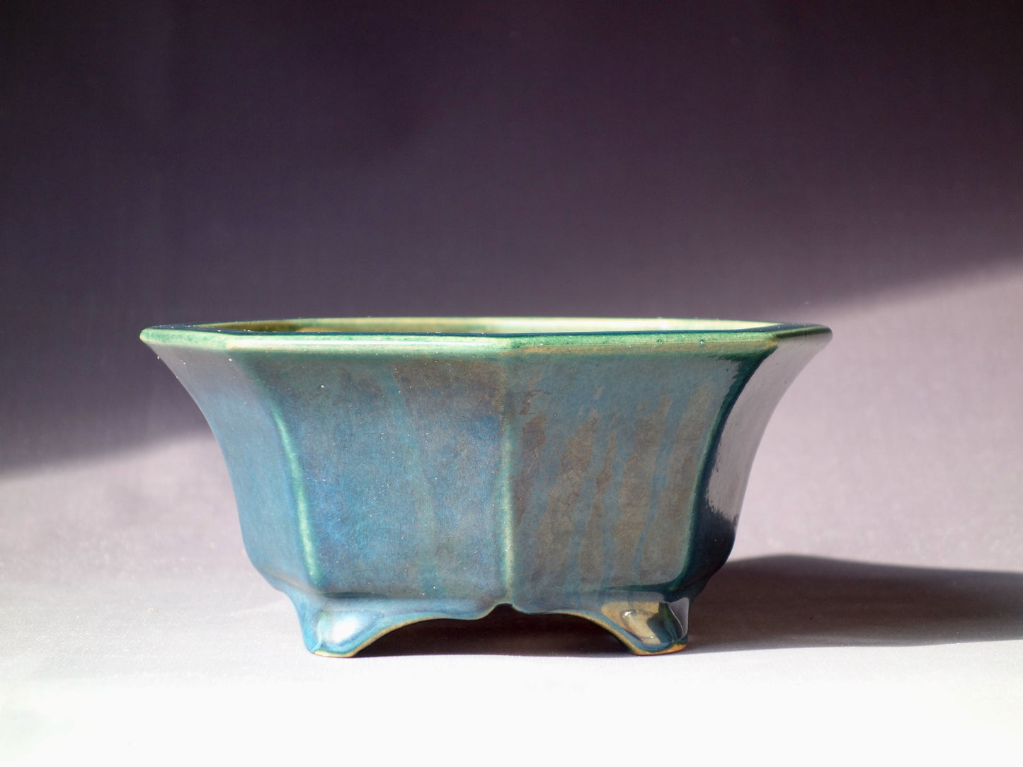 Japanese Bonsai Pot by Shozan 6½in (17cm) Semi Cascade Octagon, Blue