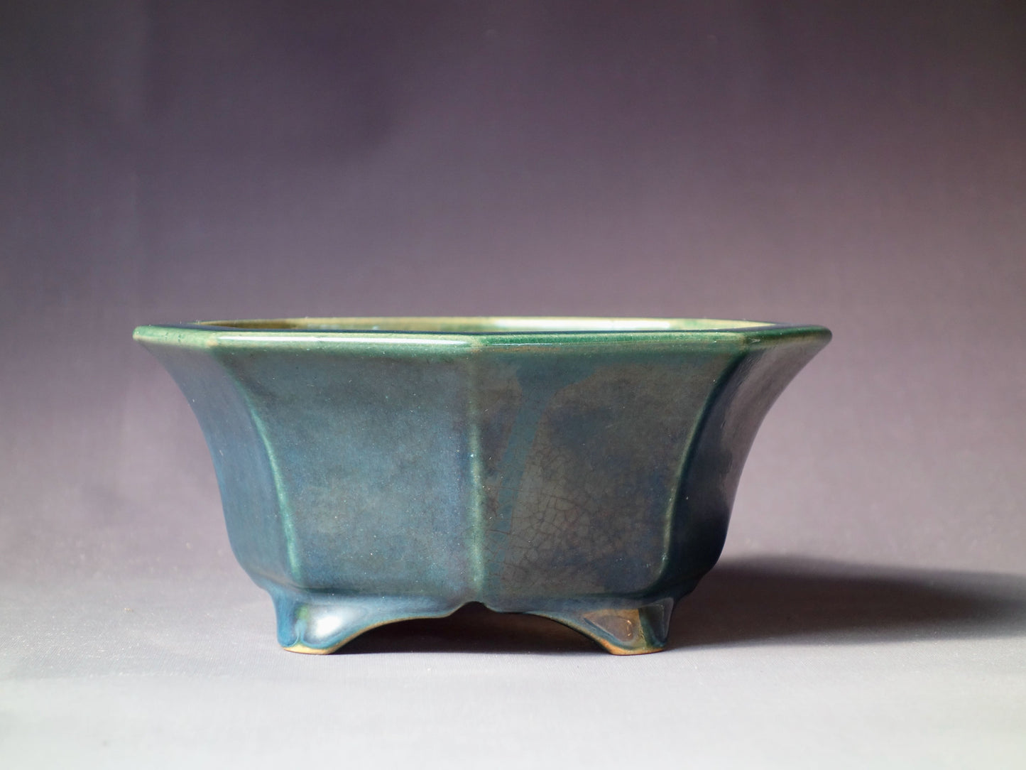 Japanese Bonsai Pot by Shozan 6½in (17cm) Semi Cascade Octagon, Blue