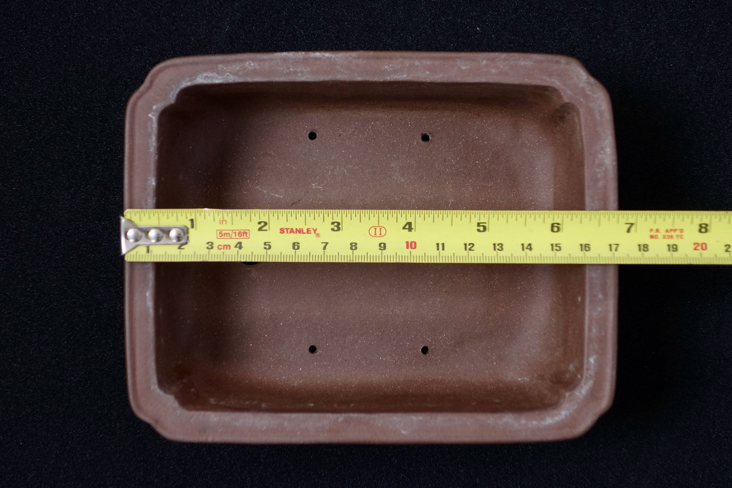 Chinese Bonsai Pot by Touinken - 6¾in (17cm)- Unglazed Shokodo Rectangle