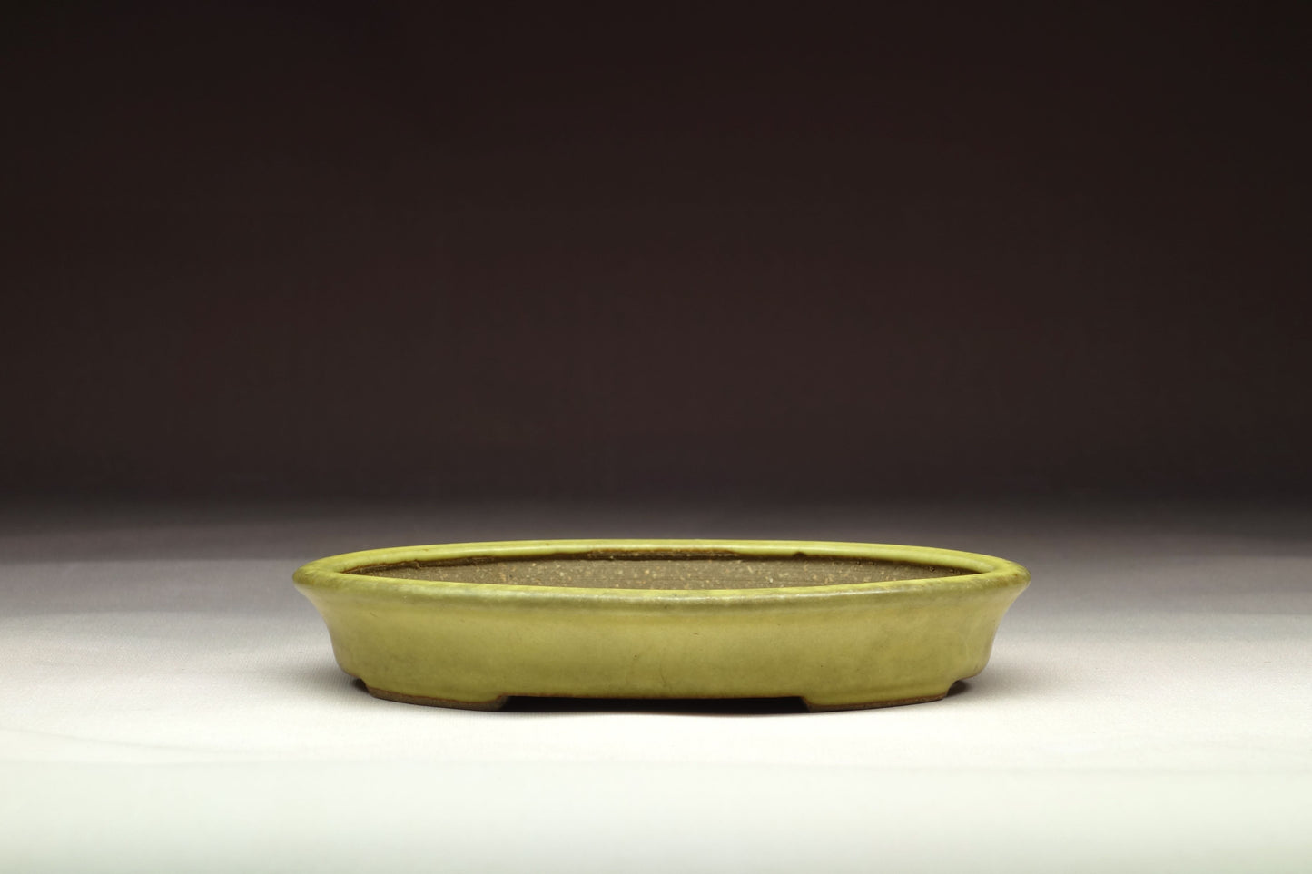 Bonsai Pot by Hattori (Tokoname) - 5in (13cm) - Yellow glazed Oval