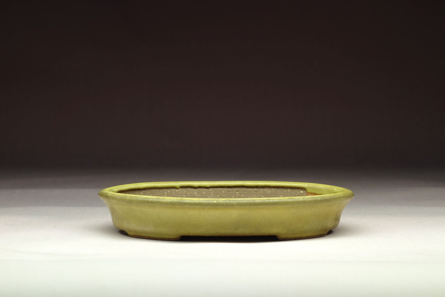 Bonsai Pot by Hattori (Tokoname) - 5in (13cm) - Yellow glazed Oval