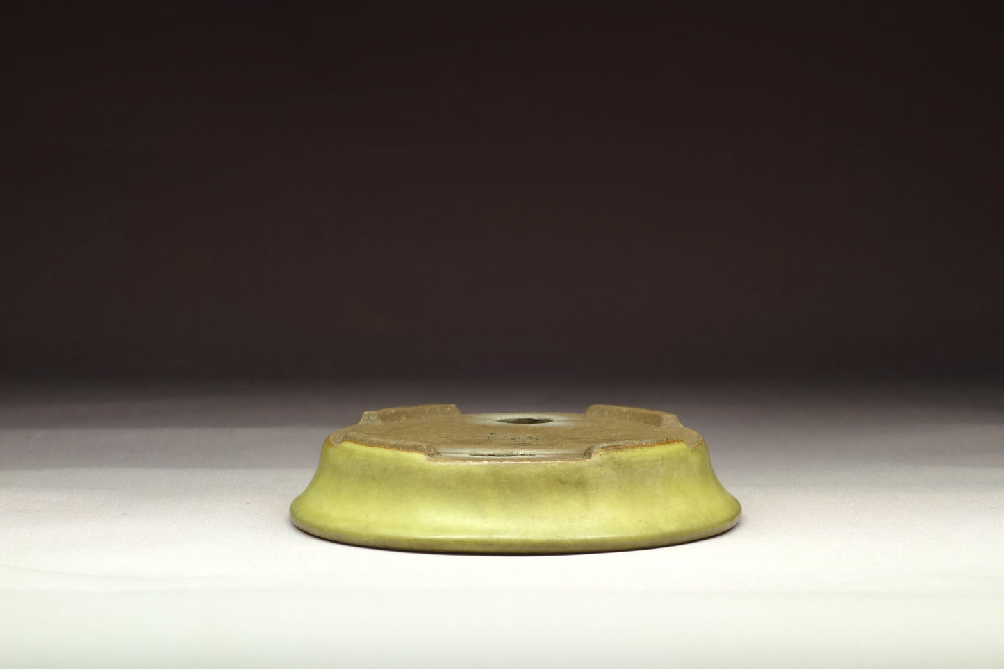 Bonsai Pot by Hattori (Tokoname) - 5in (13cm) - Yellow glazed Oval