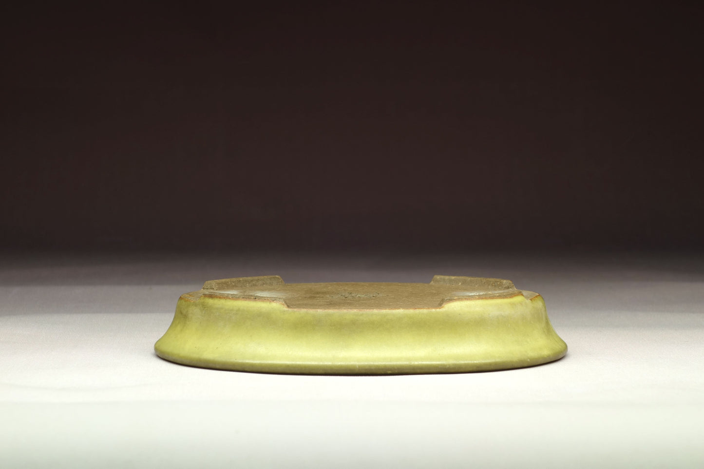 Bonsai Pot by Hattori (Tokoname) - 5in (13cm) - Yellow glazed Oval