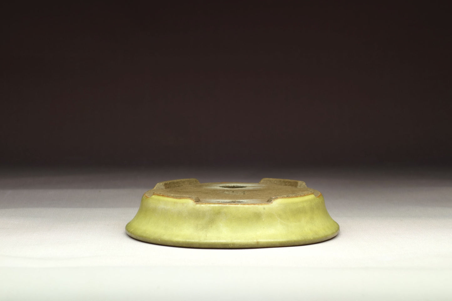 Bonsai Pot by Hattori (Tokoname) - 5in (13cm) - Yellow glazed Oval