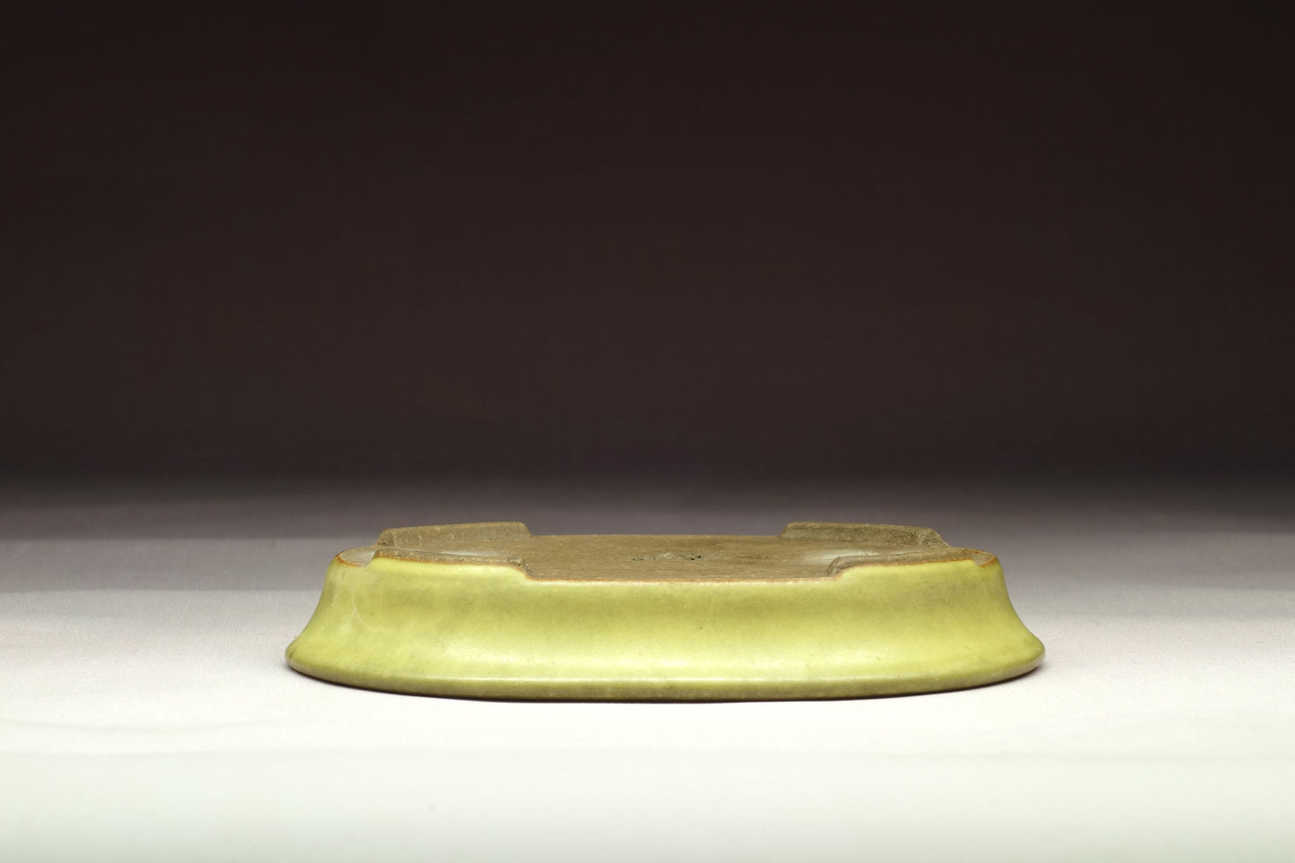 Bonsai Pot by Hattori (Tokoname) - 5in (13cm) - Yellow glazed Oval