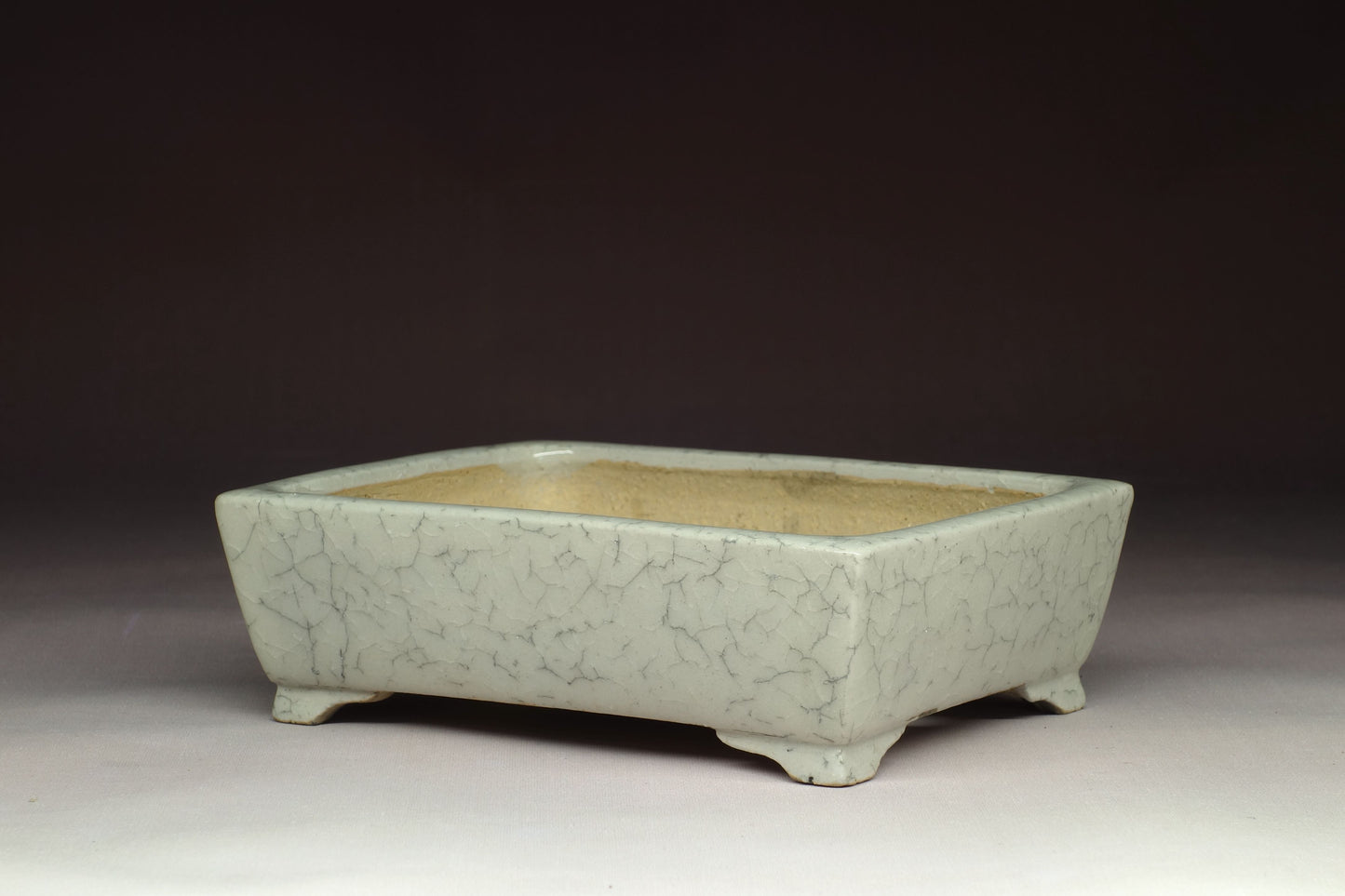 Bonsai Pot by Shibakatsu (Tokoname) - 6¼in (16cm) - Ice Crackle Rectangle