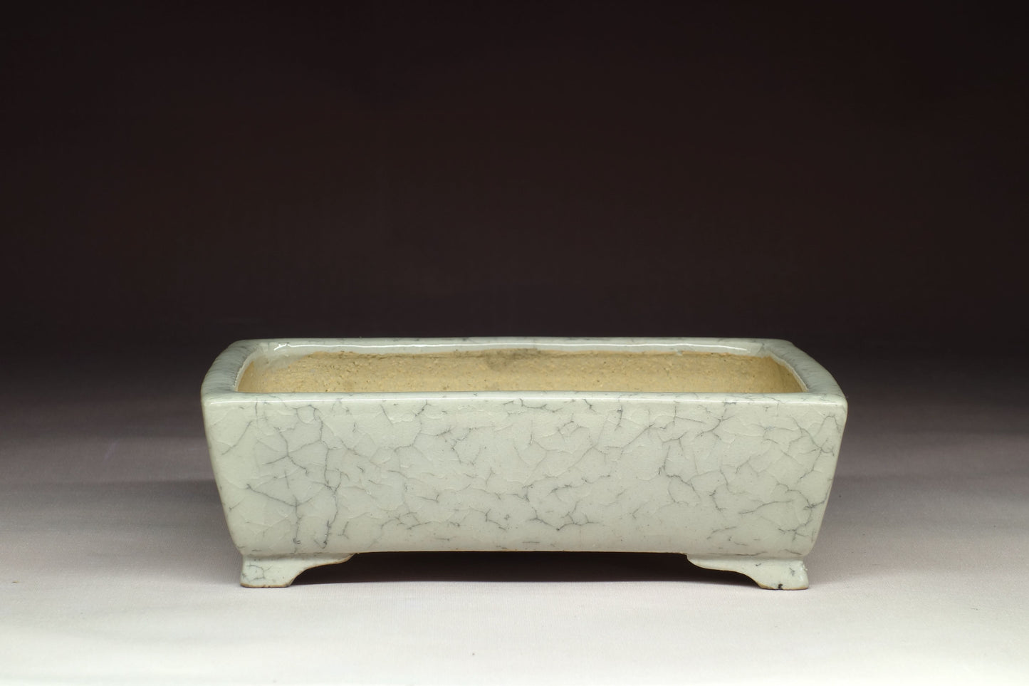 Bonsai Pot by Shibakatsu (Tokoname) - 6¼in (16cm) - Ice Crackle Rectangle