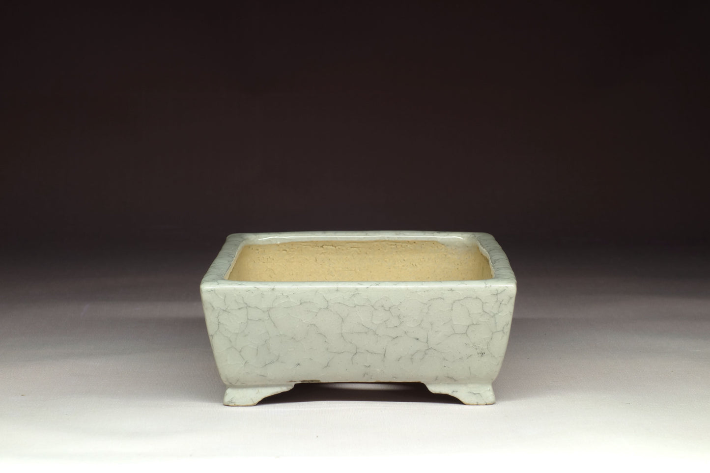 Bonsai Pot by Shibakatsu (Tokoname) - 6¼in (16cm) - Ice Crackle Rectangle