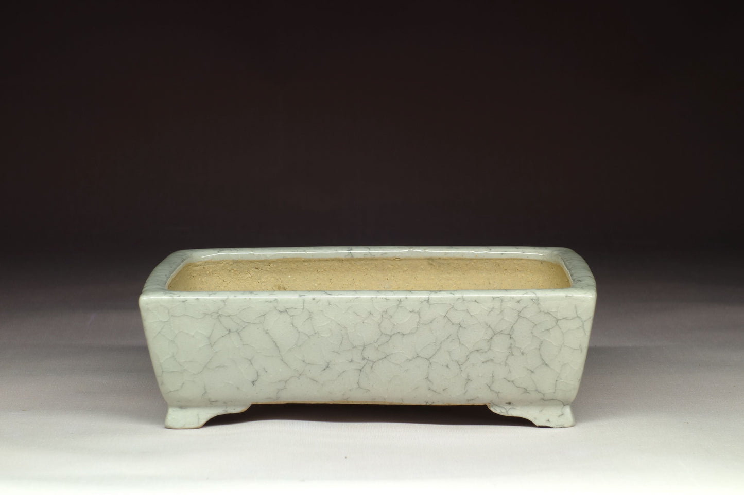 Bonsai Pot by Shibakatsu (Tokoname) - 6¼in (16cm) - Ice Crackle Rectangle