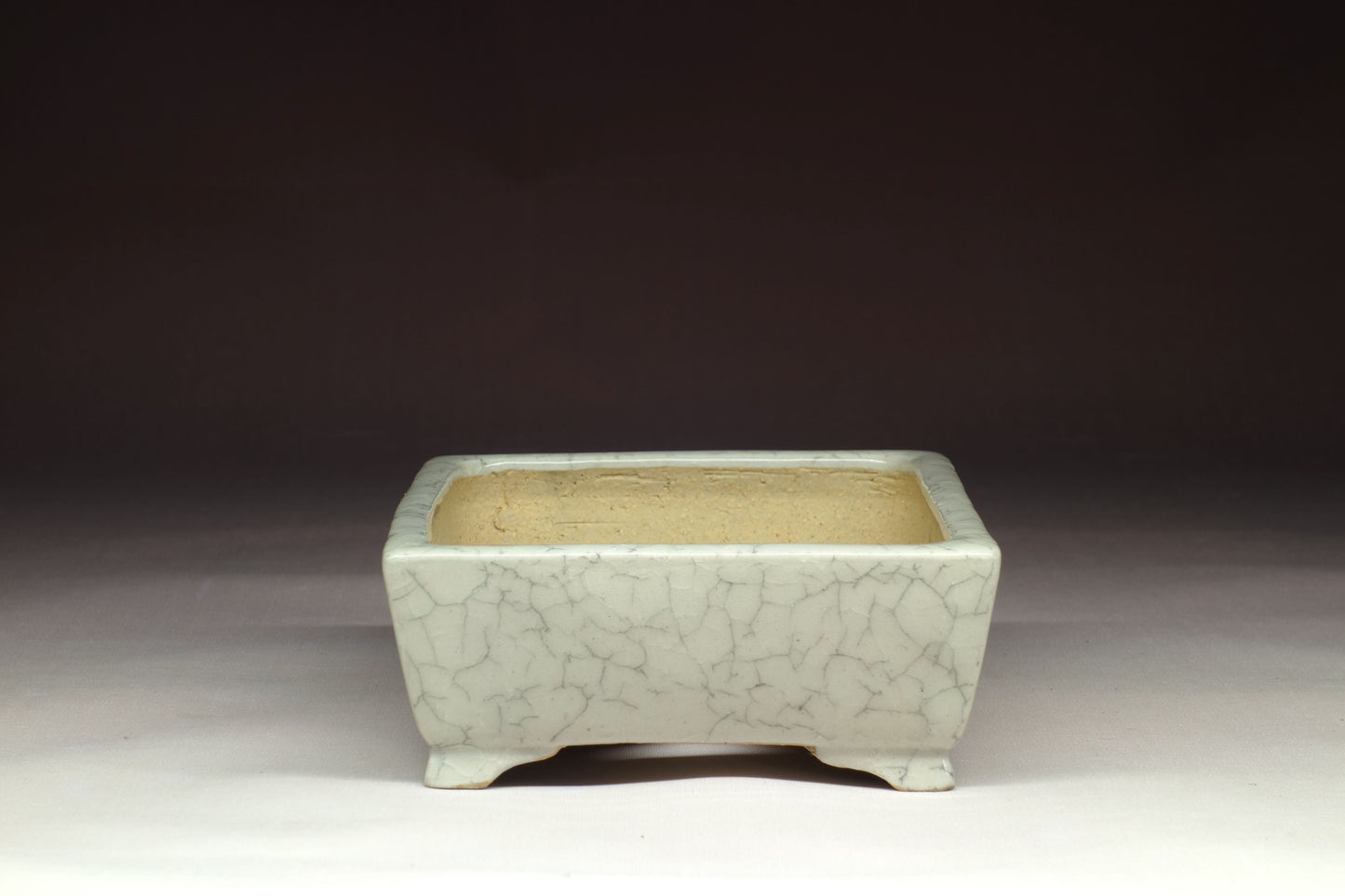 Bonsai Pot by Shibakatsu (Tokoname) - 6¼in (16cm) - Ice Crackle Rectangle