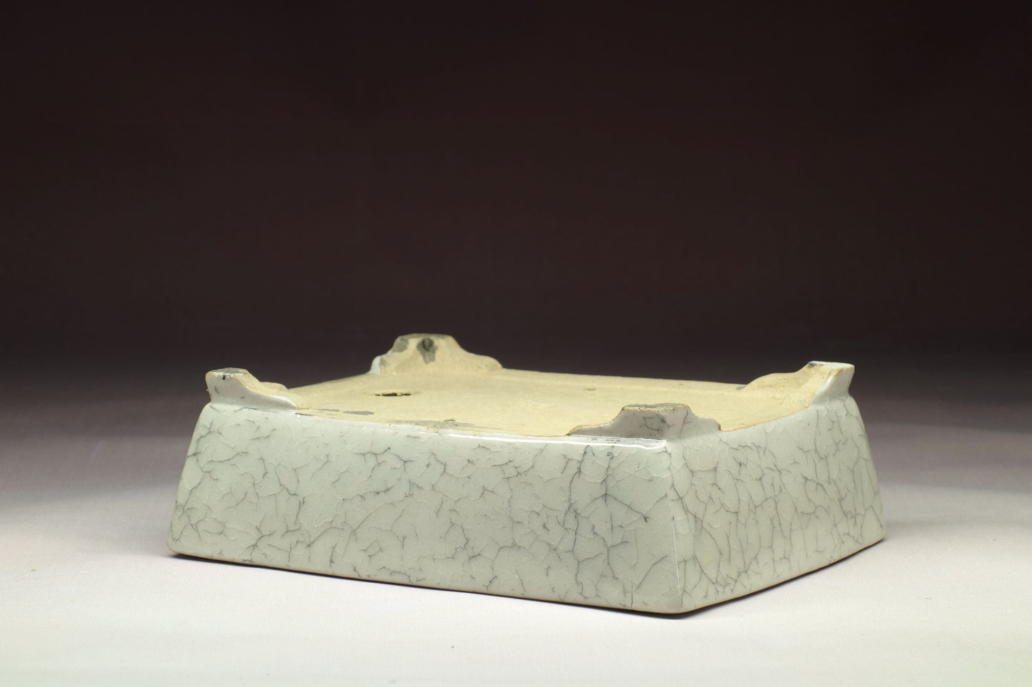 Bonsai Pot by Shibakatsu (Tokoname) - 6¼in (16cm) - Ice Crackle Rectangle