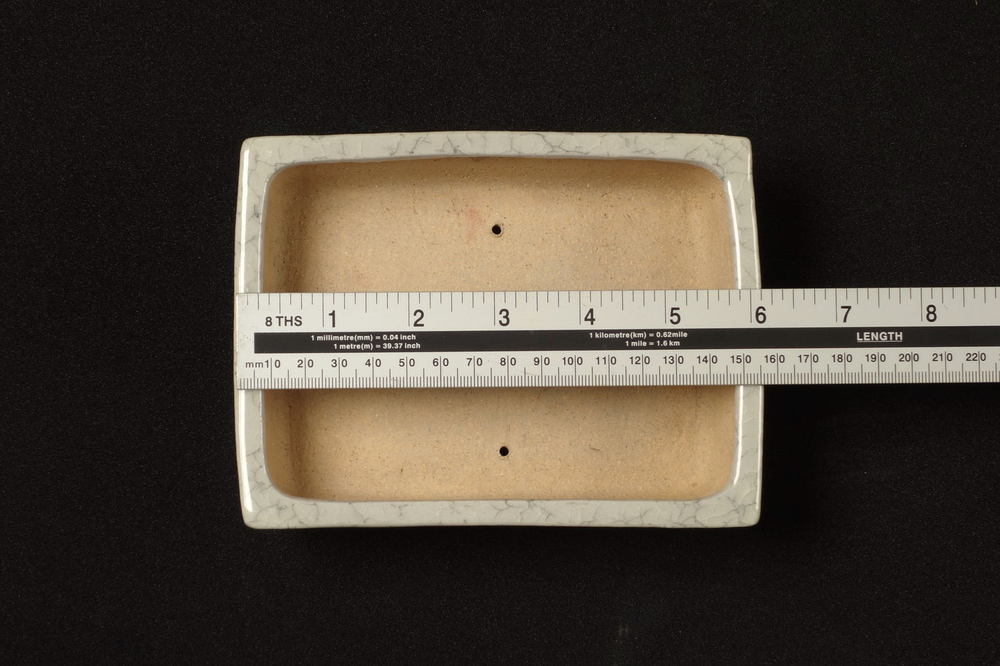 Bonsai Pot by Shibakatsu (Tokoname) - 6¼in (16cm) - Ice Crackle Rectangle