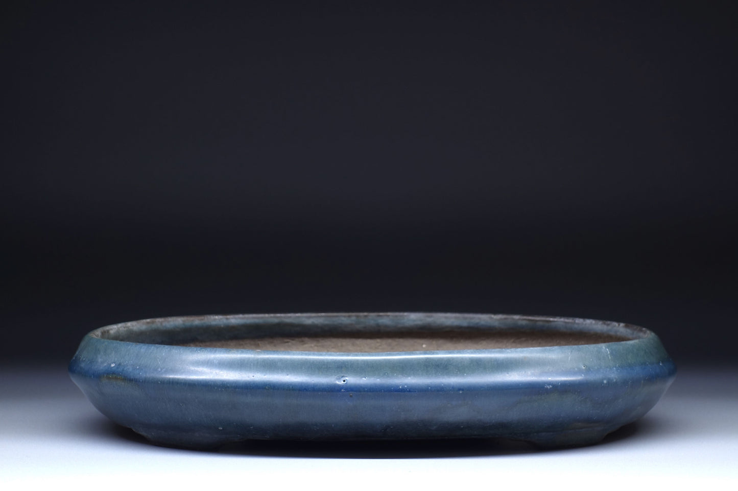 Japanese Bonsai Pot by Tosui - 9½ (24cm) Blue/Green Oval