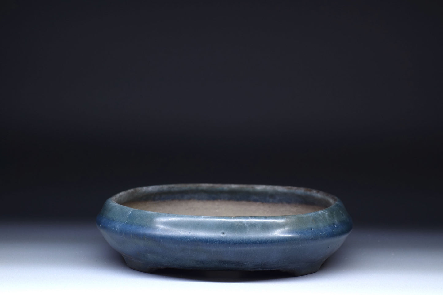 Japanese Bonsai Pot by Tosui - 9½ (24cm) Blue/Green Oval