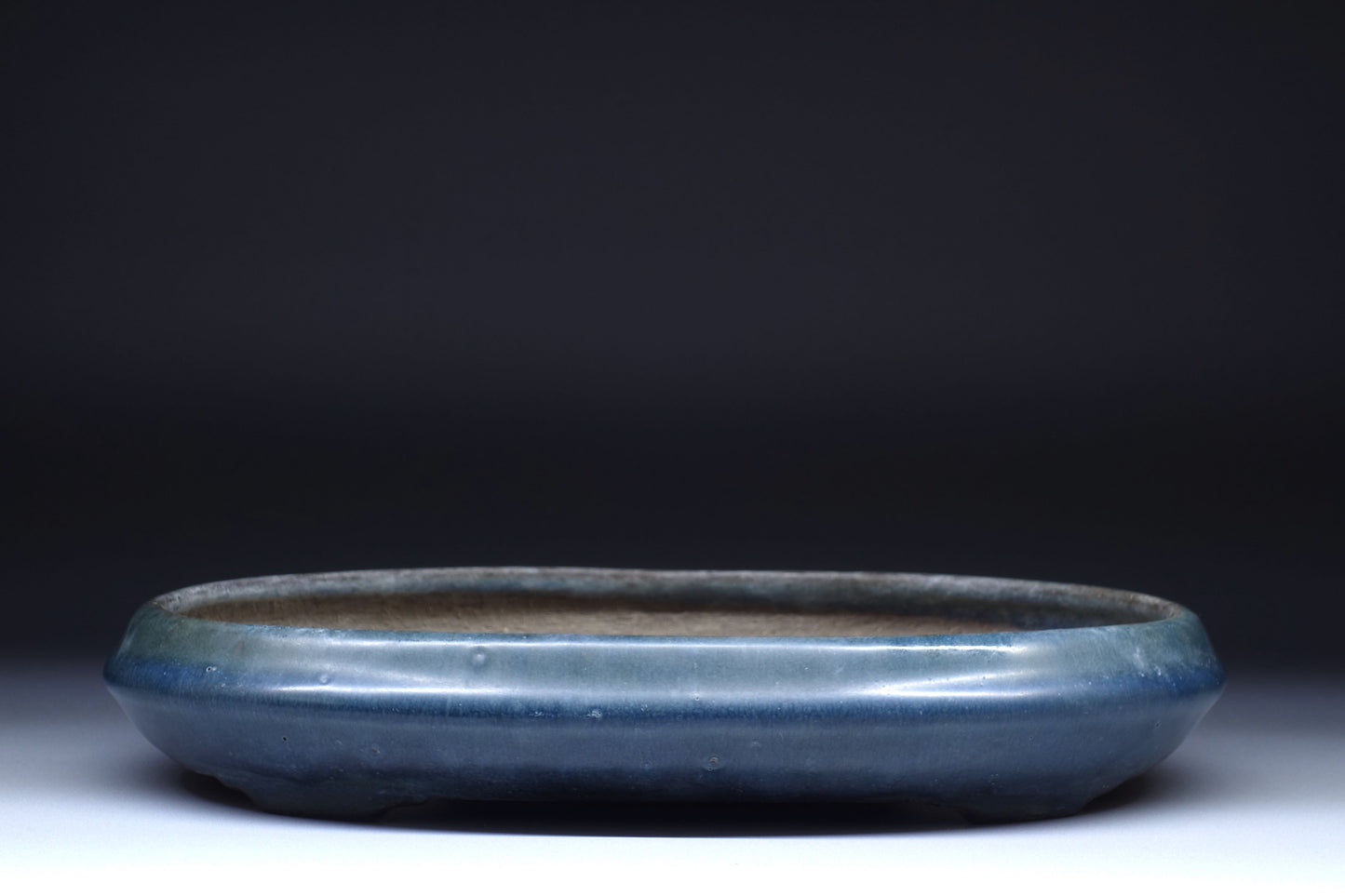 Japanese Bonsai Pot by Tosui - 9½ (24cm) Blue/Green Oval