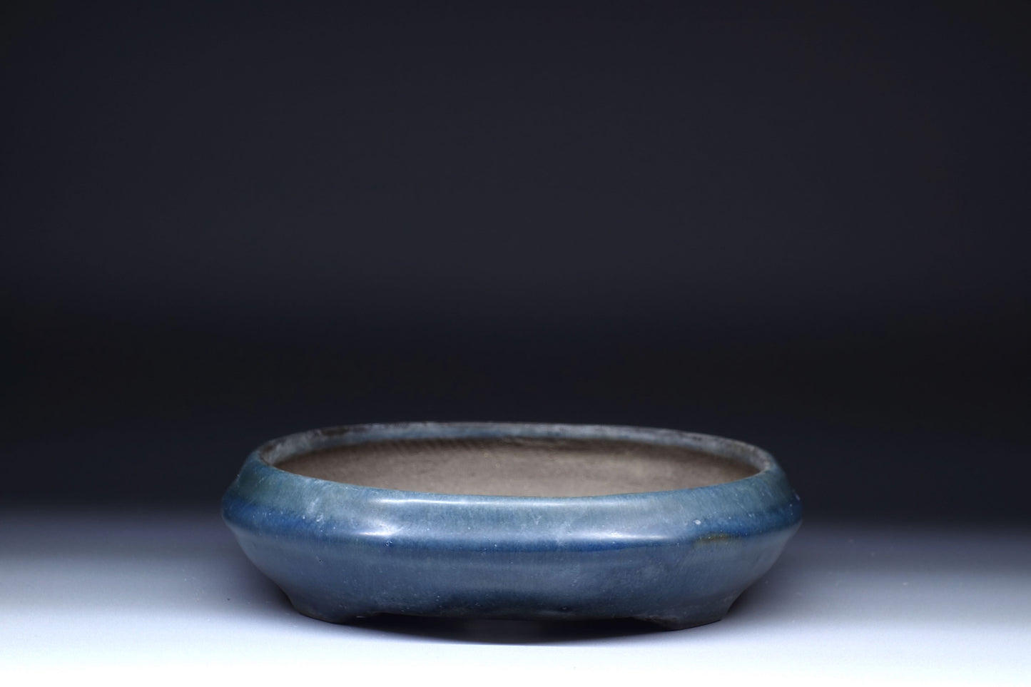 Japanese Bonsai Pot by Tosui - 9½ (24cm) Blue/Green Oval