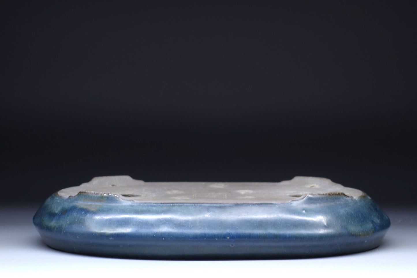 Japanese Bonsai Pot by Tosui - 9½ (24cm) Blue/Green Oval