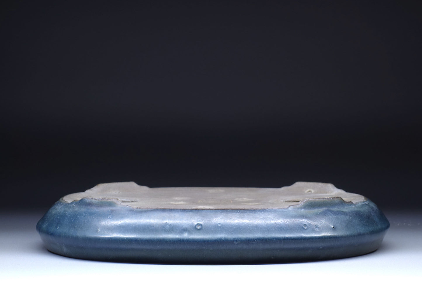 Japanese Bonsai Pot by Tosui - 9½ (24cm) Blue/Green Oval