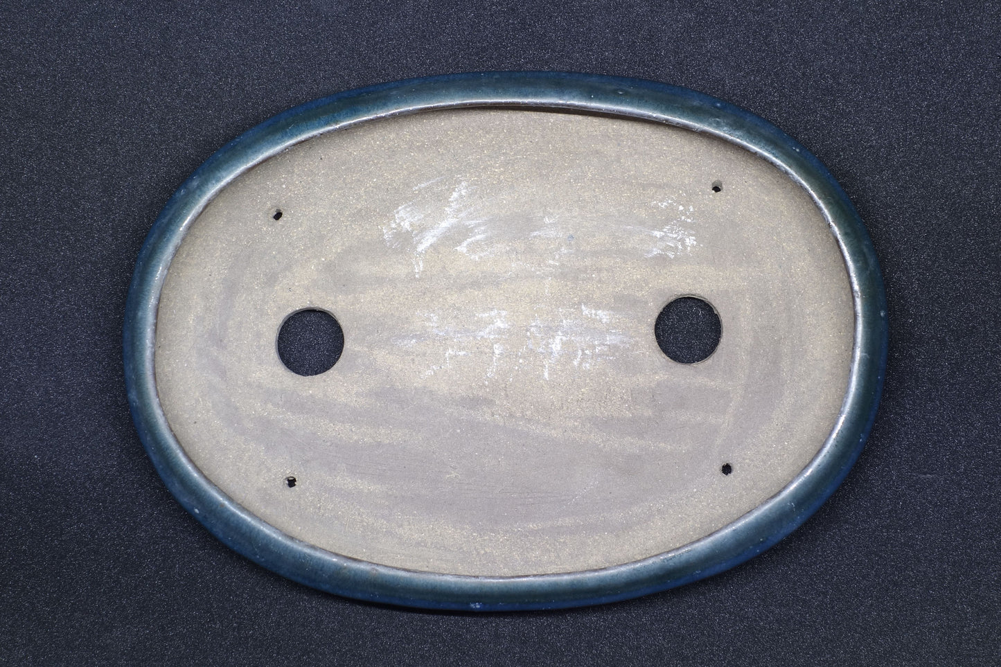 Japanese Bonsai Pot by Tosui - 9½ (24cm) Blue/Green Oval