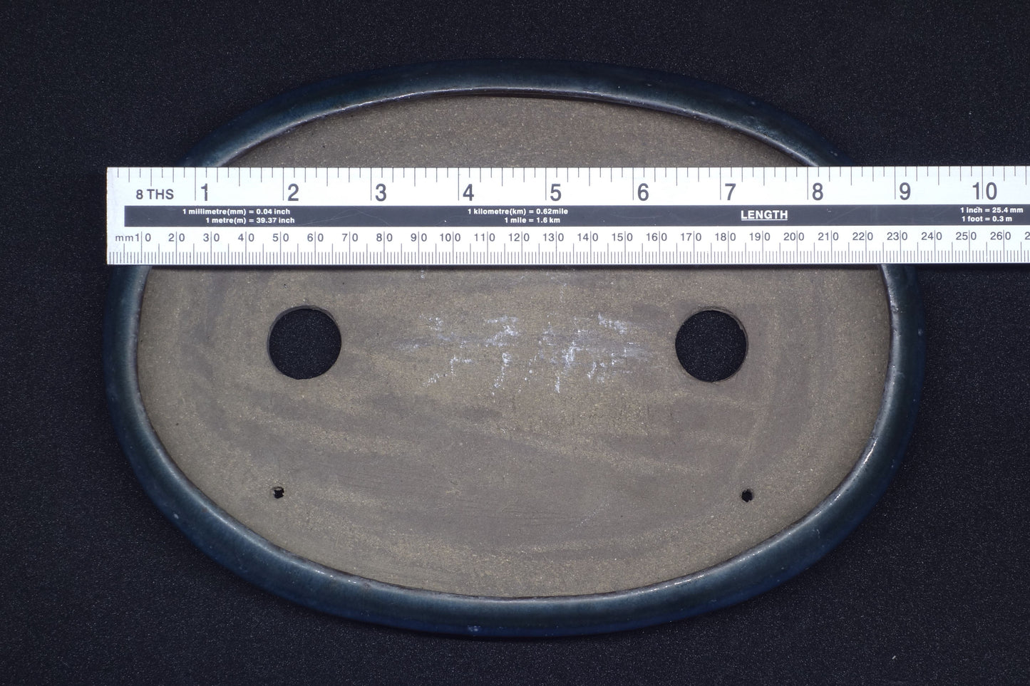 Japanese Bonsai Pot by Tosui - 9½ (24cm) Blue/Green Oval