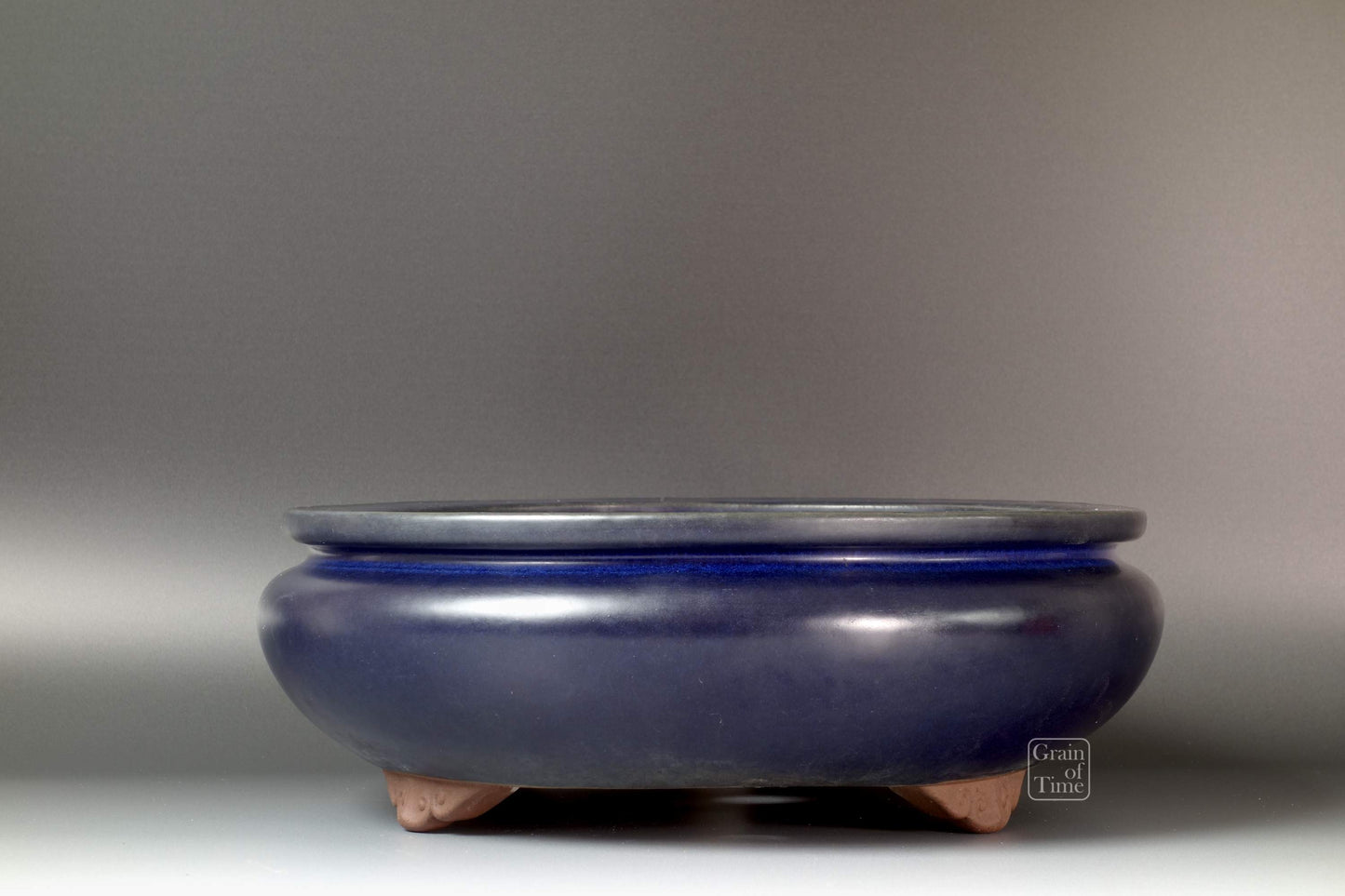 24341: Yamaaki (Tokoname) 3rd Gen - Ruri Blue Bag Oval - 13¾ in (35cm)