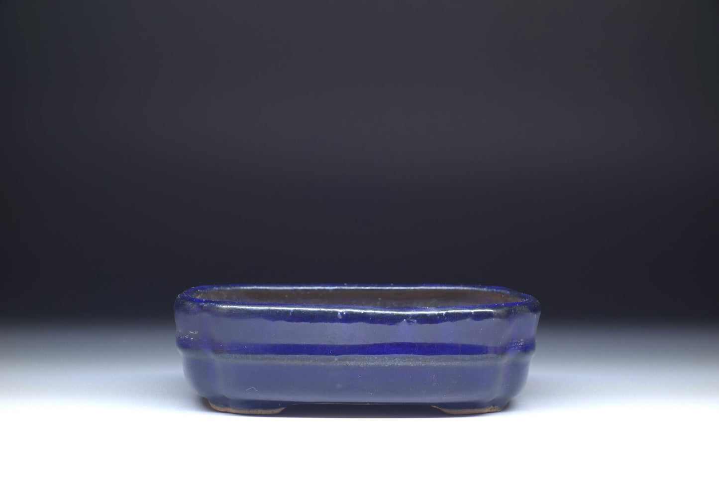 Bonsai Pot by Hattori (Tokoname) - 5in (12cm) Blue Rounded Rectangle