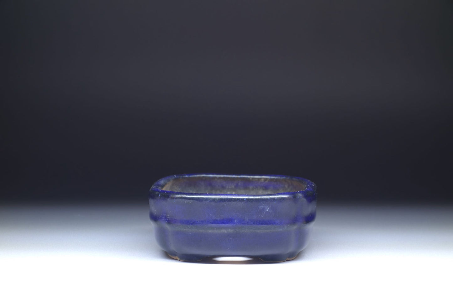 Bonsai Pot by Hattori (Tokoname) - 5in (12cm) Blue Rounded Rectangle