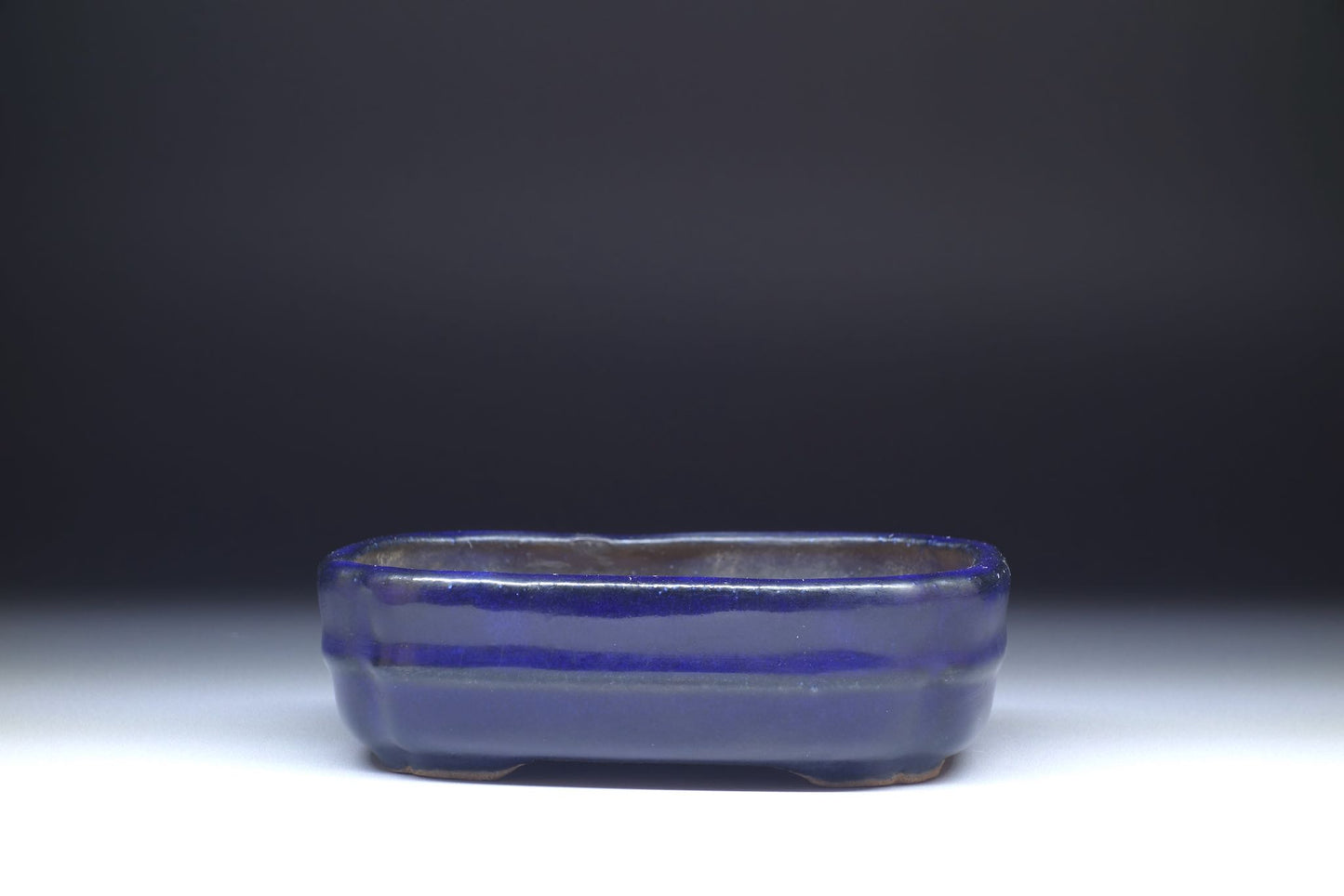 Bonsai Pot by Hattori (Tokoname) - 5in (12cm) Blue Rounded Rectangle