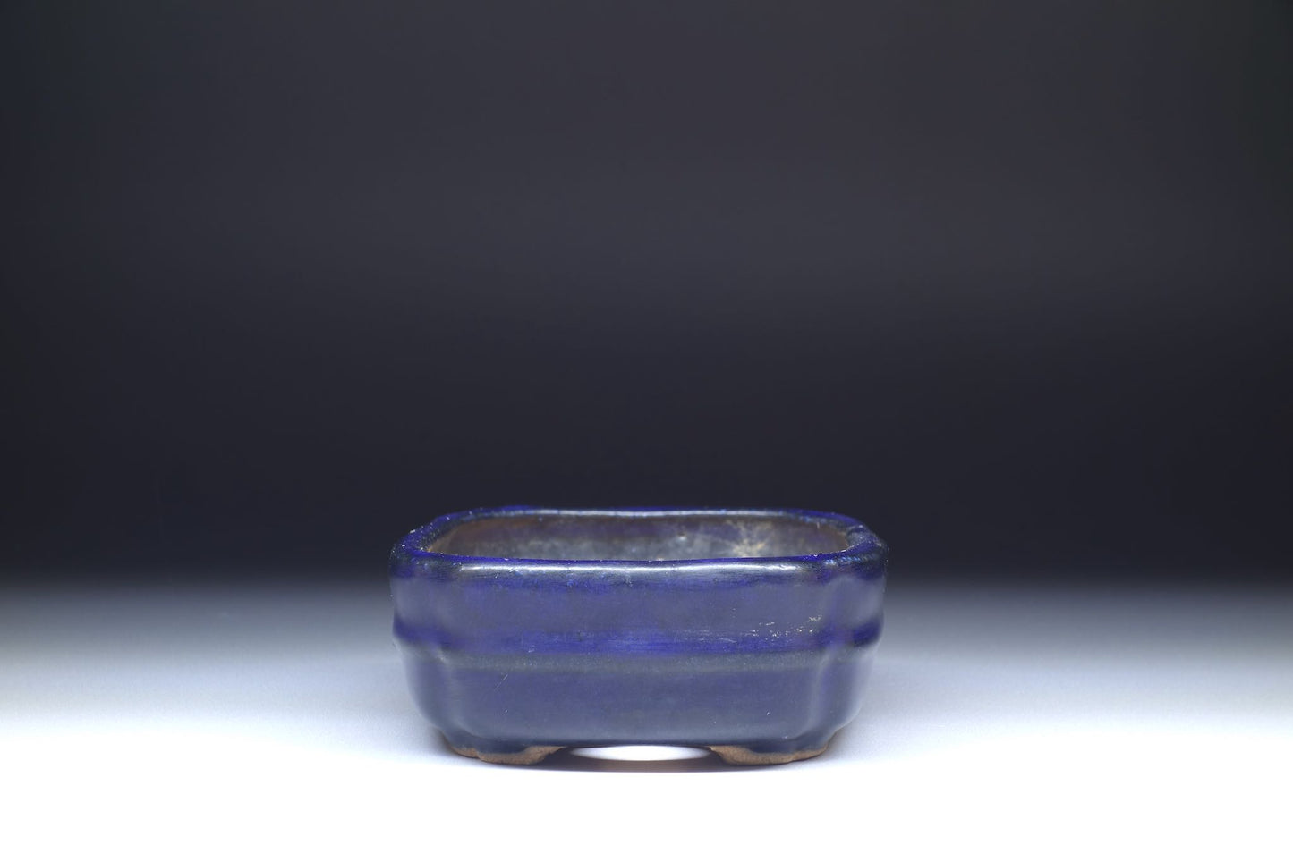 Bonsai Pot by Hattori (Tokoname) - 5in (12cm) Blue Rounded Rectangle