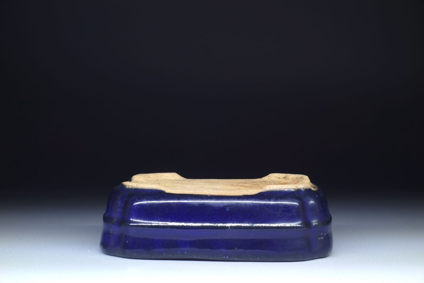 Bonsai Pot by Hattori (Tokoname) - 5in (12cm) Blue Rounded Rectangle