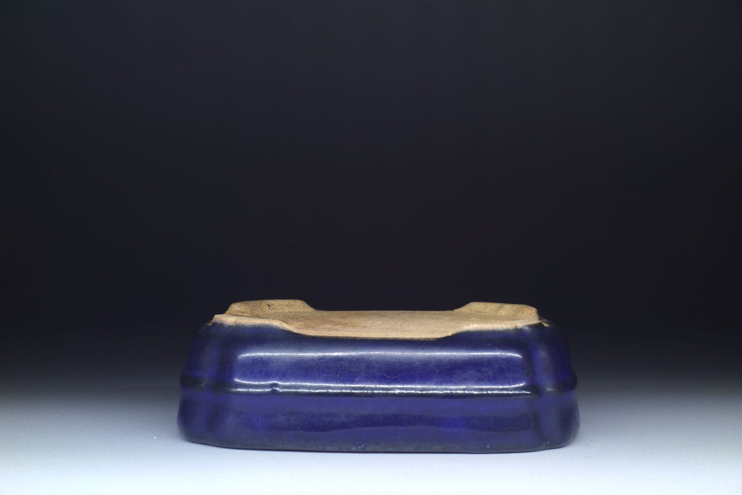 Bonsai Pot by Hattori (Tokoname) - 5in (12cm) Blue Rounded Rectangle