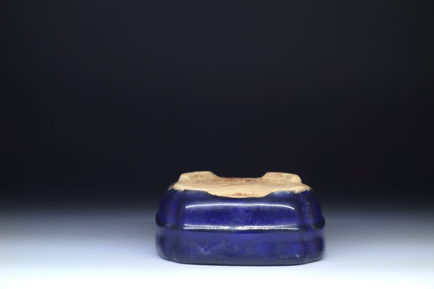 Bonsai Pot by Hattori (Tokoname) - 5in (12cm) Blue Rounded Rectangle