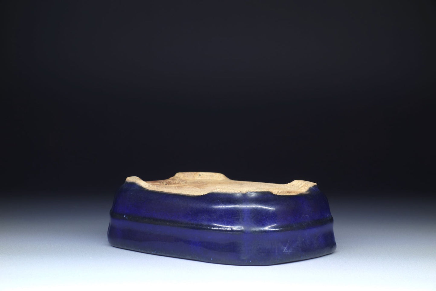 Bonsai Pot by Hattori (Tokoname) - 5in (12cm) Blue Rounded Rectangle