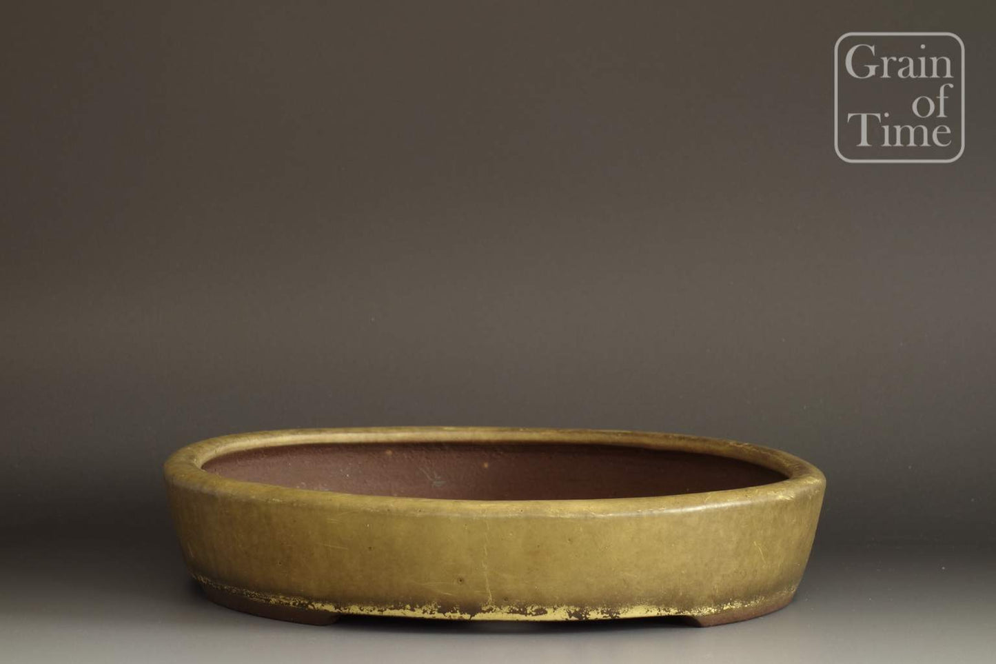 Yamaaki (Tokoname) Yellow Glazed Oval w/Patina - 13⅝ in (35cm)