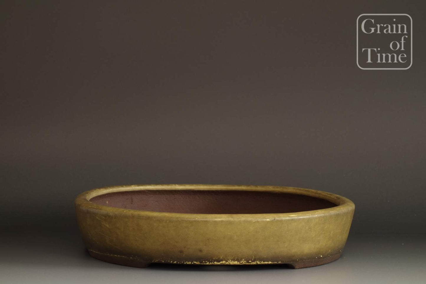 Yamaaki (Tokoname) Yellow Glazed Oval w/Patina - 13⅝ in (35cm)